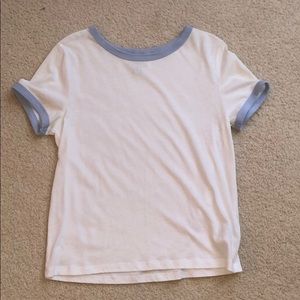 White Tee with Blue Trim